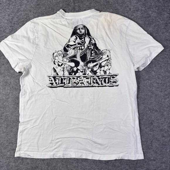 Allsaints T Shirt Mens Small White Graphic Short Sleeve Religious Nun Distressed - Picture 3 of 12
